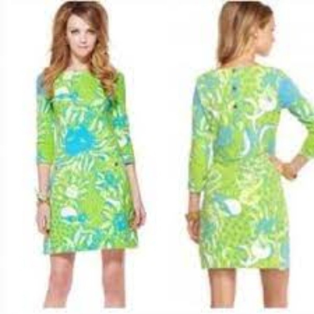 Lilly Pulitzer‎ Limeade Roar of the Jungle Charlene Shift Dress blue green small